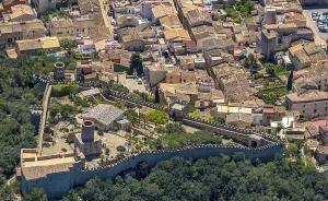 Aerial view, Castle and church Castell de Capdepera