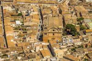 Aerial view, catholic church Esglesia de Sant Julia