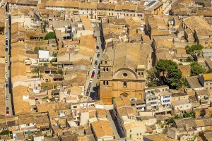 Aerial view, catholic church Esglesia de Sant Julia