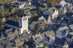 Aerial view, catholic parish church St