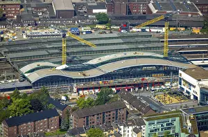 Aerial view, Central Station Hbf Deutsche Bahn AG