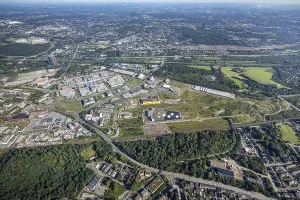 Aerial view, Centro Oberhausen shopping centre with gasometer