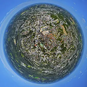 Aerial view, city centre view with town hall