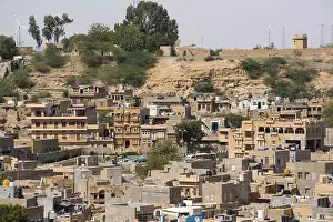 Aerial view of city houses, jaisalmer