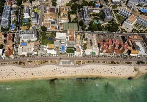 Aerial view, closed big disco mega park