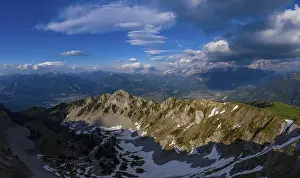 Aerial view of the Combe de Dreveneuse above Monthey in the canton of Valais