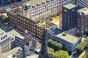 Aerial view, construction site inner courtyard town hall south