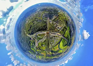 Aerial view, construction site motorway junction Kaiserberg