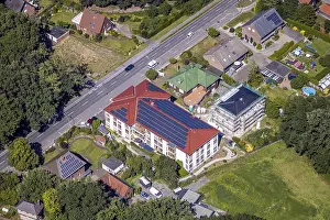Aerial view, construction site new building