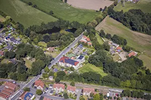 Aerial view, construction site new building