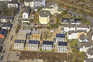 Aerial view, construction site with new residential buildings on SteinstraBe
