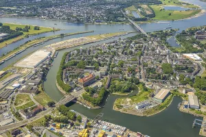 Aerial view, district Ruhrort at Duisburg harbour