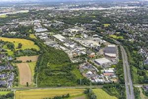 Aerial view, Duisburg-West, commercial area HochstraBe