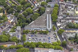 Category Historic EN Prints: Aerial view, Duisburg-West, Marktforum shopping centre with parking deck