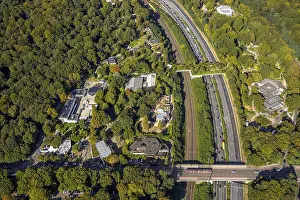 Aerial view, Duisburg Zoo in the Kaiserberg forest area