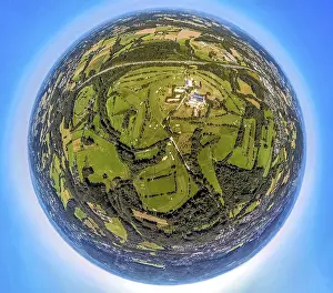 Aerial view, earth globe, fisheye image