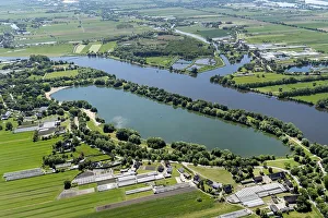 Aerial view of Eichbaumsee, reopening after 15-year bathing ban due to blue-green algae