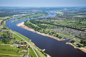 Aerial view of the Elbe landscape near Drage