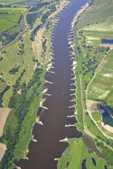 Aerial view of the Elbe south of Havelberg