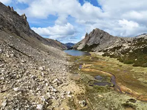 Aerial view, epic panorama, large glaciers
