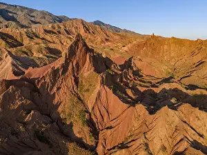 Aerial view, eroded mountain landscape