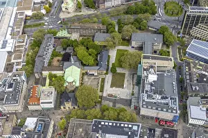 Aerial view, Essen Cathedral, Lichtburg building