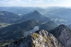 Aerial view, evening mood in the mountains