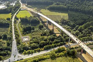 Aerial view, federal road B480 construction site between Dumel and Brigge