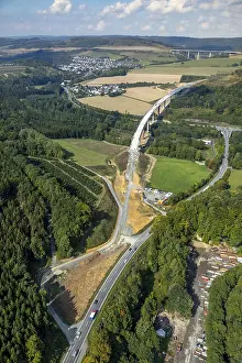 Aerial view, federal road B480 construction site between Dumel and Brigge