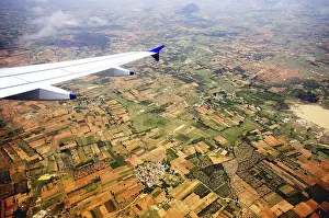 Category Historic EN Prints: Aerial view of field and aircraft wing