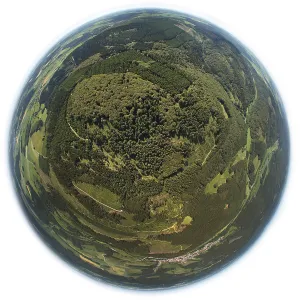 Aerial view, fisheye perspective