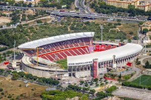 Aerial view, football stadium Estadi Majorca Son Moix