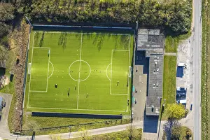 Aerial view, football stadium sports field Am Kohuesholz of Grun-Schwarz Cappenberg