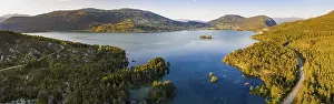 Aerial view, forest and landscape