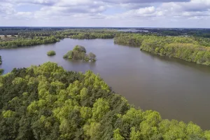 Aerial view, forest with the Thulsfeld dam