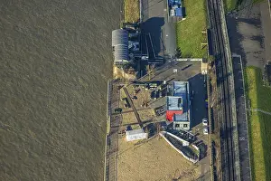 Aerial view, gastronomy Ziegenpeter am Rheinpark Duisburg on the river Rhine