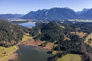 Aerial view, Geroldsee and Barmsee near Kruen