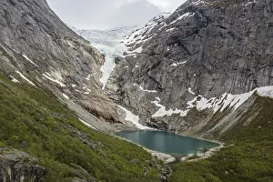 Aerial view of glacier Briksdalsbreen