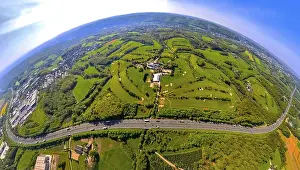 Aerial view, golf course Golfwiese Gut Berge