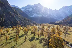 Aerial view, Grosser Ahornboden in autumn
