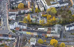 Framed Print : Aerial view, Hagen synagogue on the Volme river Framed Print : Aerial view, Hagen synagogue on the Volme river