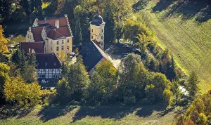 Aerial view, Haus Reck in Lerche in the Overberge district of Bergkamen
