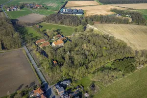 Aerial view, Haus Venne, castle complex and moated castle