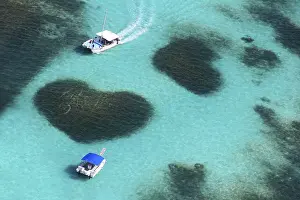 Aerial view of the Heart reef in the ocean