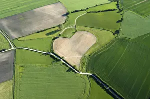Aerial view of a heart-shaped field