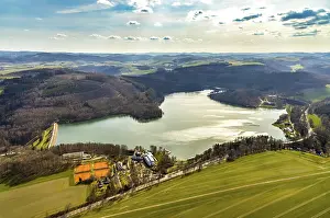 Aerial view, Hennetalsperre, Hennesee