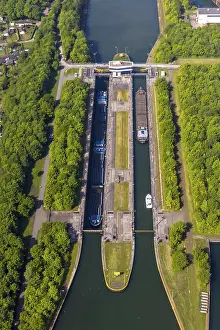 Aerial view, Herne-East Lock and Rhine-Herne Canal