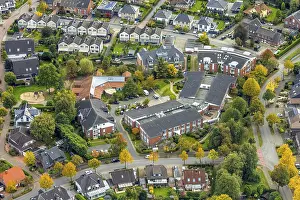 Aerial view, Hewag retirement home and Protestant kindergarten in the residential area In den Elsen