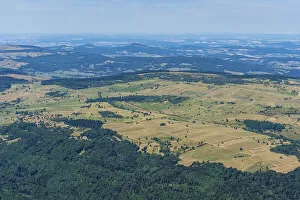 Aerial view of the Hohe Rhoen, low mountain range