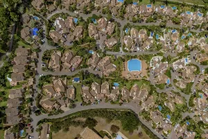Aerial view, holiday resort at the golf course Golf Santa Ponca